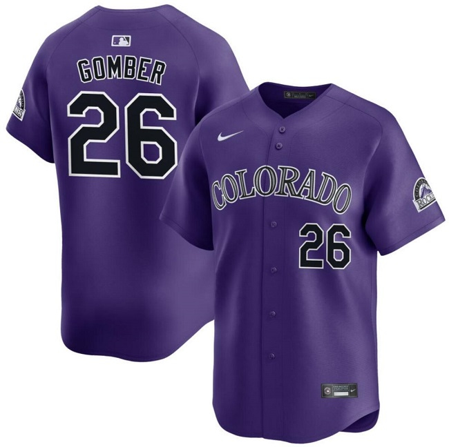 Men's Colorado Rockies #26 Austin Gomber Purple Limited Stitched Baseball Jersey